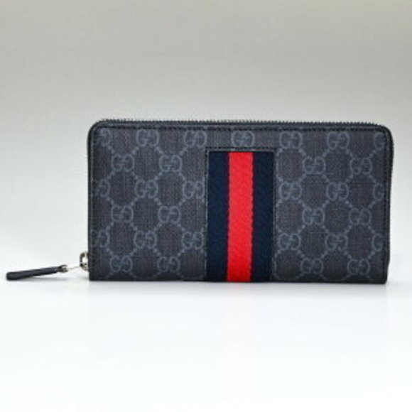 Gucci Web Long Wallet GG Supreme Canvas Black - Picture 1 of 5